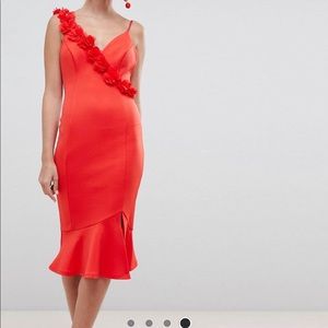 Corsage strap Midi Dress